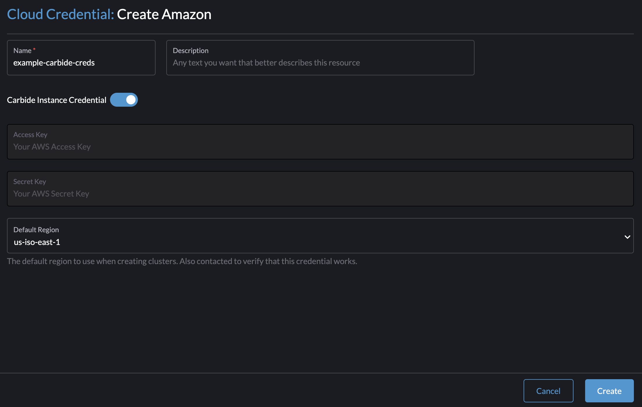 Create Carbide Cloud Credential